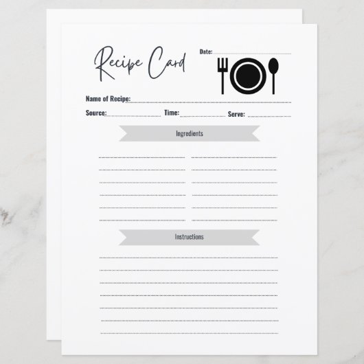 Rezept-Karte | Leere Schreibweise in Karte Minimal (Vorne/Hinten)