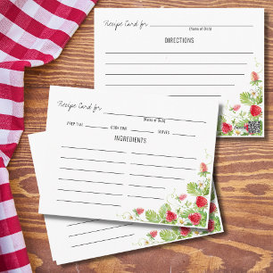 Rezept-Karte mit Erdbeeren Postkarte