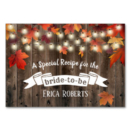 Rezept-Karte | Rustikales Herbstleaves Brautparty Tischnummer