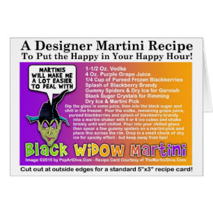 Rezept-Karte schwarze Witwen-Halloweens Martini
