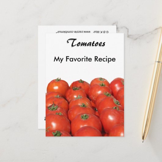 Rezept-Karte - Tomaten Postkarte (Vorderseite/Rückseite Beispiel)
