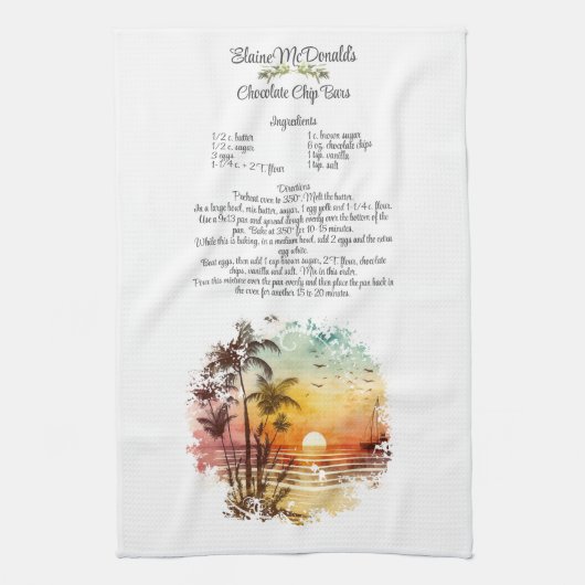 Rezept Keepake Beach Thema Sunset Geschenk Geschirrtuch (Vertikal)