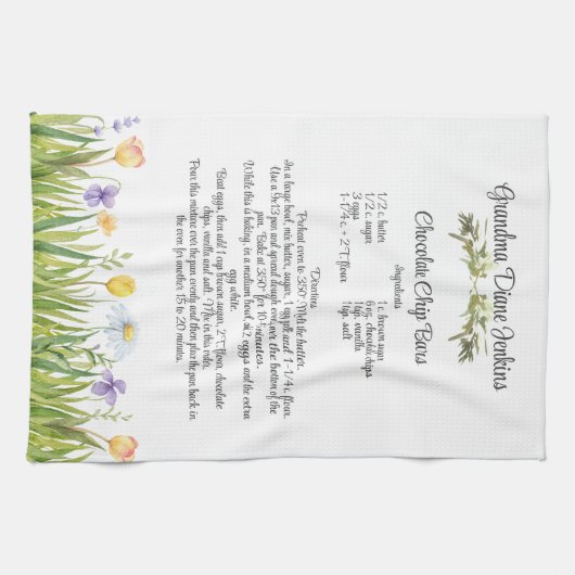 Rezept Keepake Template Geschenk Frühlingsblumen Geschirrtuch (Horizontal)