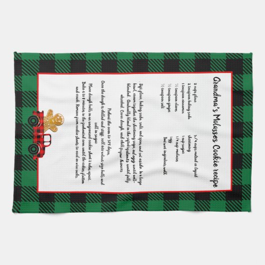 Rezept Keepake Weihnachts LKW grün Schwarz Kariert Geschirrtuch (Horizontal)