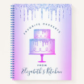 Rezept Kochbuch Bäckerei Lila Glitzer Tropfen Notizblock (Vorderseite)