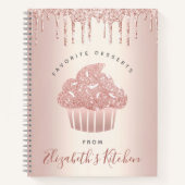 Rezept Kochbuch Cupcake Bäckerei Rose Gold Glitzer Notizblock (Vorderseite)