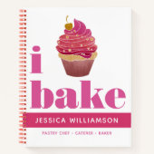Rezept Kochbuch Cupcake Pink Red Gold Bake Modern Notizblock (Vorderseite)