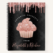 Rezept Kochbuch Cupcake Rose Gold Glitzer auf Schw Notizblock (Vorderseite)