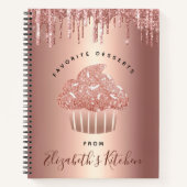 Rezept Kochbuch Cupcake Rose Gold Kupfer Glitzer Notizblock (Vorderseite)