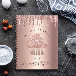 Rezept Kochbuch Cupcake Rose Gold Kupfer Glitzer Notizblock