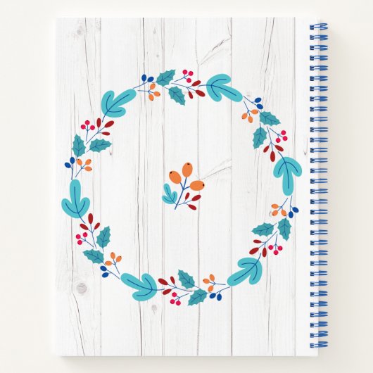 Rezept Kochbuch Gnome Holiday Floral Wreath Rustik Notizblock (Rückseite)