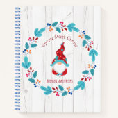 Rezept Kochbuch Gnome Holiday Floral Wreath Rustik Notizblock (Vorderseite)
