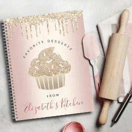 Rezept Kochbuch Gold Glitzer Kuchen Bäckerei Rosa Notizblock