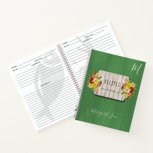Rezept Kochbuch Koch mit Monogramm rustikale Küche Notizblock (Innenseite)