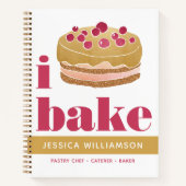Rezept Kochbuch Kuchen Gold Burgundy Red Bake Mode Notizblock (Vorderseite)