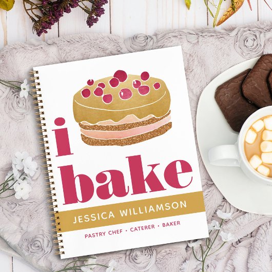 Rezept Kochbuch Kuchen Gold Burgundy Red Bake Mode Notizblock