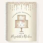 Rezept Kochbuch Kuchen Gold Glitzer Tropfen Bäcker Notizblock (Vorderseite)