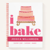 Rezept Kochbuch Kuchen Rosa Orange Gold Bake Moder Notizblock (Vorderseite)