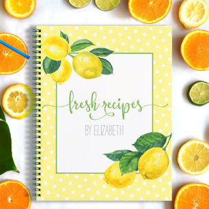 Rezept-Kochbuch, Land-Limonen-Aquarell, Punkte Notizblock