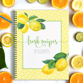 Rezept-Kochbuch, Land Zitronenwasserfarbe, Punkte Notizblock