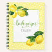 Rezept-Kochbuch, Land Zitronenwasserfarbe, Punkte Notizblock (Vorderseite)