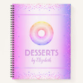 Rezept Kochbuch lila Regenbogen Glitzer Donut Notizblock (Vorderseite)