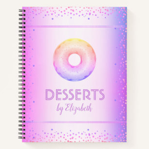 Rezept Kochbuch lila Regenbogen Glitzer Donut Notizblock