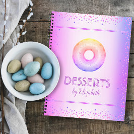 Rezept Kochbuch lila Regenbogen Glitzer Donut Notizblock