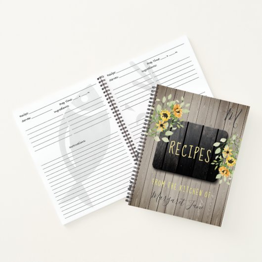 Rezept Kochbuch mit Monogramm Koch rustikale Küche Notizblock (Innenseite)