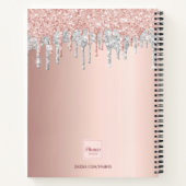 Rezept Kochbuch Monogramm Glitzer Rose Gold Silber Notizblock (Rückseite)