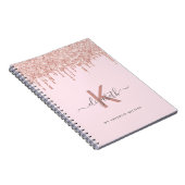 Rezept-Kochbuch Monogramm Glitzer Rose Rosa Notizblock (Rechte Seite)