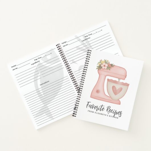 Rezept Kochbuch Pink Cake Mixer Bäckerei Notizblock (Innenseite)