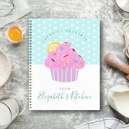 Rezept Kochbuch Pink Cupcake Süßes Herz türkis Notizblock