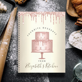 Rezept Kochbuch Pink Kuchen Bäckerei Glitzer Tropf Notizblock