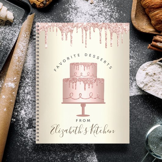 Rezept Kochbuch Pink Kuchen Bäckerei Glitzer Tropf Notizblock
