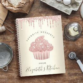 Rezept Kochbuch Rosa Glitzer Kuchen Bäckerei Gold Notizblock