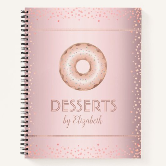 Rezept Kochbuch Rose Gold Glitzer Donuss modern Notizblock (Vorderseite)