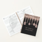 Rezept Kochbuch Rose Gold Glitzer Küche Geschirr Notizblock (Innenseite)