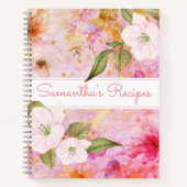 Rezept Kochbuch, Vintag rosa, florale Aquarellfarb Notizblock (Vorderseite)