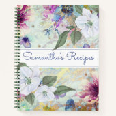 Rezept Kochbuch, Vintages Aqua florale Aqua Notizblock (Vorderseite)