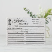 Rezept Küche Geschirr Lined Zutaten Weißes Holz Einladung (Stehend Vorderseite)