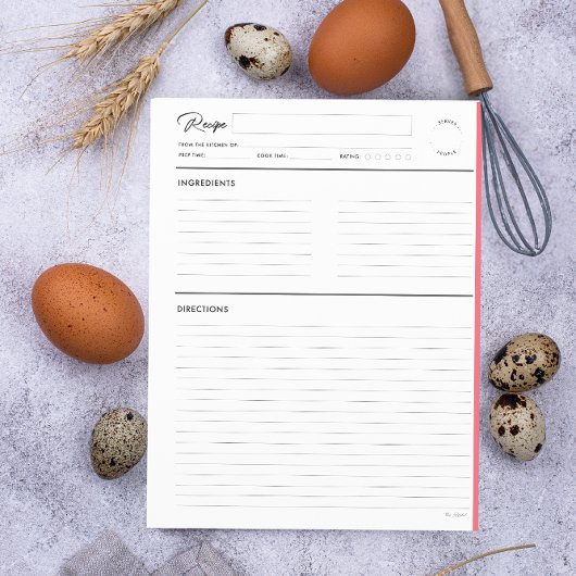 Rezept mit Noten Modernes Rosa Letter-Format