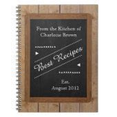 Rezept-Notebook mit Ihrem Namen auf der Chalkboard Notizblock (Vorderseite)