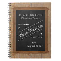 Rezept-Notebook mit Ihrem Namen auf der Chalkboard