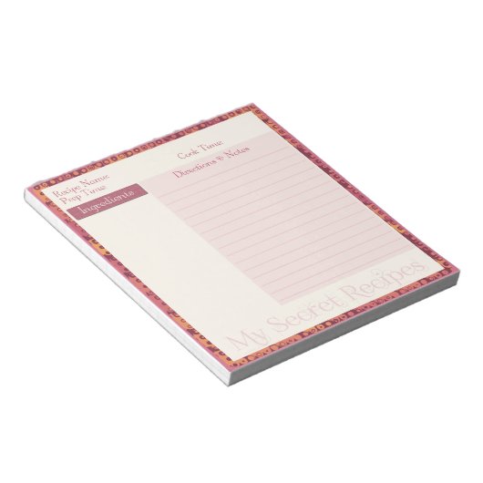 Rezept Notepad im Herbst Retro Notizblock (angewinkelt)