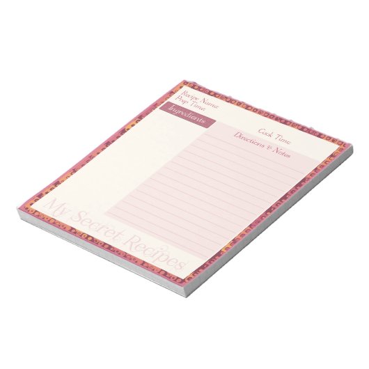Rezept Notepad im Herbst Retro Notizblock (Rotiert)
