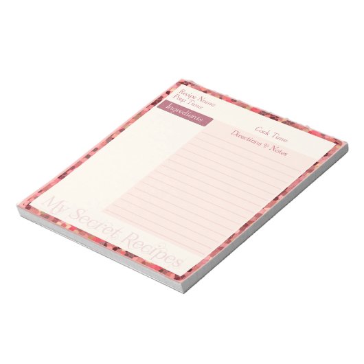Rezept Notepad im rosa Muster aus festgeklemmtem G Notizblock (Rotiert)