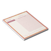 Rezept Notepad in Warm rosa und gelber Streifen Notizblock (angewinkelt)