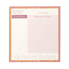 Rezept Notepad in Warm rosa und gelber Streifen Notizblock
