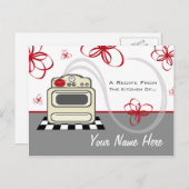 Rezept Postcard - Retro Stove Moderne Küche Postkarte (Vorne/Hinten)